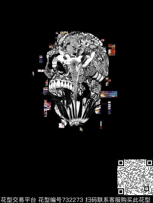 抽象手绘动物几何花卉数码印花时尚潮流男装T恤卫衣定位金属印花欧美复古大牌潮流印花数码印花华亿平台下载（图片编号: 732273） - 瓦栏（Walan）