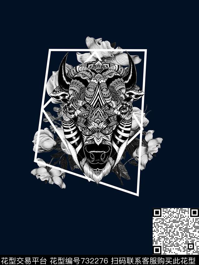 抽象手绘动物几何花卉数码印花时尚潮流男装T恤卫衣定位金属印花欧美复古大牌潮流印花数码印花华亿平台下载（图片编号: 732276） - 瓦栏（Walan）