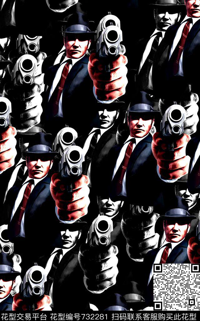 抽象手绘游戏人物数码印花时尚了男装满版夹克朦胧印花欧美复古大牌印花数码印花华亿平台下载（图片编号: 732281） - 瓦栏（Walan）