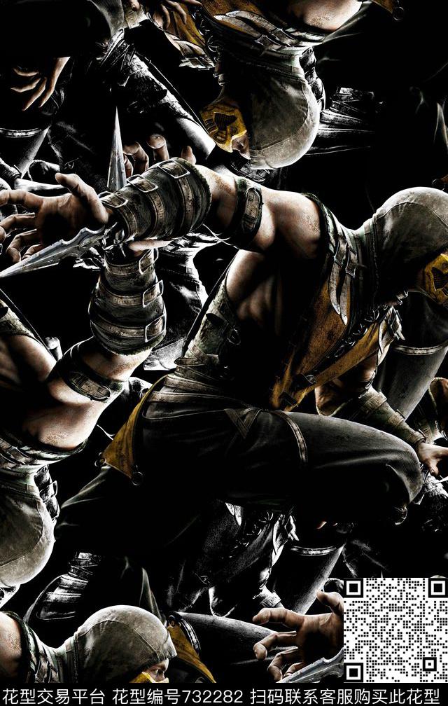 抽象手绘游戏人物剑数码印花时尚了男装满版夹克朦胧印花欧美复古大牌印花数码印花华亿平台下载（图片编号: 732282） - 瓦栏（Walan）