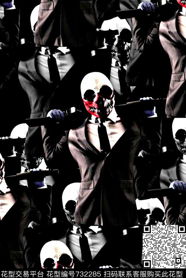 抽象手绘游戏人物剑数码印花时尚了男装满版夹克朦胧印花欧美复古大牌印花数码印花华亿平台下载（图片编号: 732285） - 瓦栏（Walan）