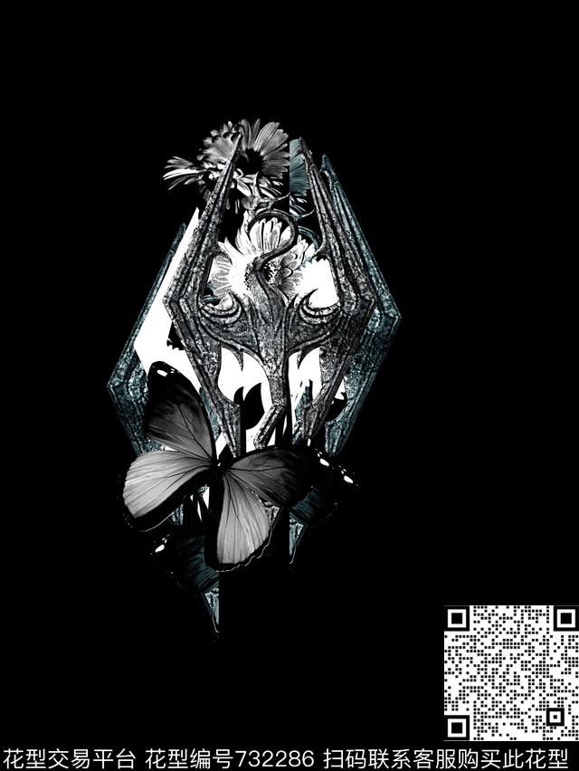 抽象手绘几何花卉数码印花时尚潮流男装T恤卫衣定位金属印花欧美复古大牌潮流印花数码印花华亿平台下载（图片编号: 732286） - 瓦栏（Walan）