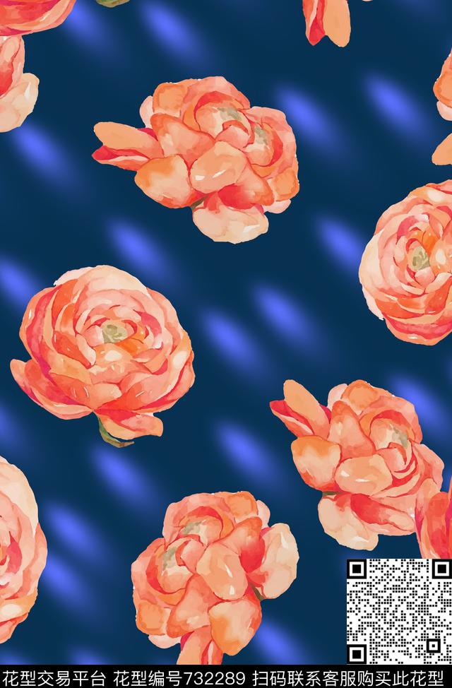 不定位丝巾女装家纺时尚花卉数码印花华亿平台下载（图片编号: 732289） - 瓦栏（Walan）