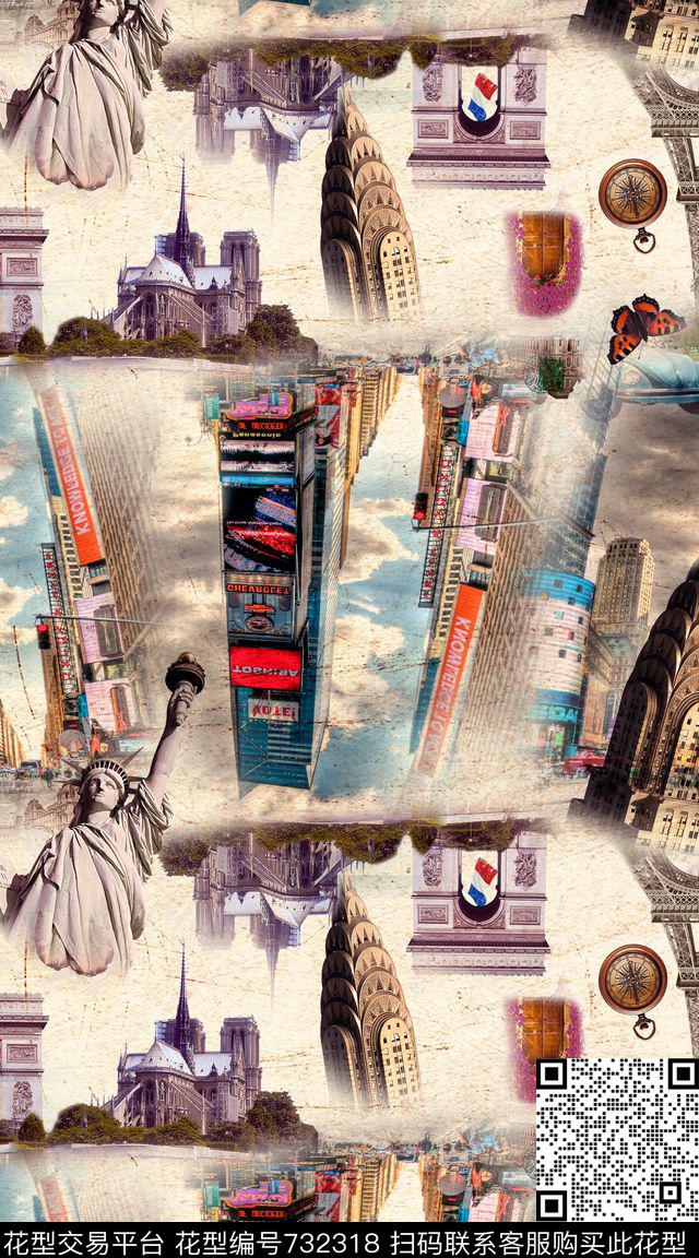 欧式宫廷风欧美建筑流行数码印花时装流行纺织面料华亿平台数码印花华亿平台下载（图片编号: 732318） - 瓦栏（Walan）