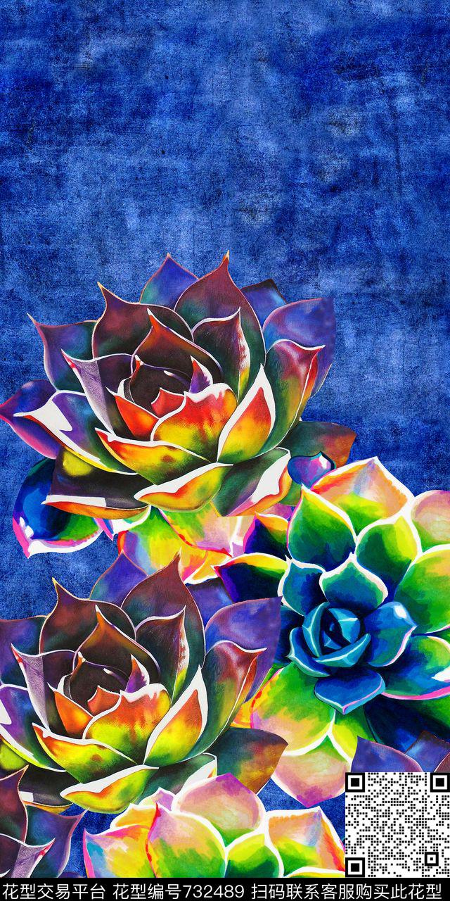 水彩肌理荷花数码印花华亿平台下载（图片编号: 732489） - 瓦栏（Walan）