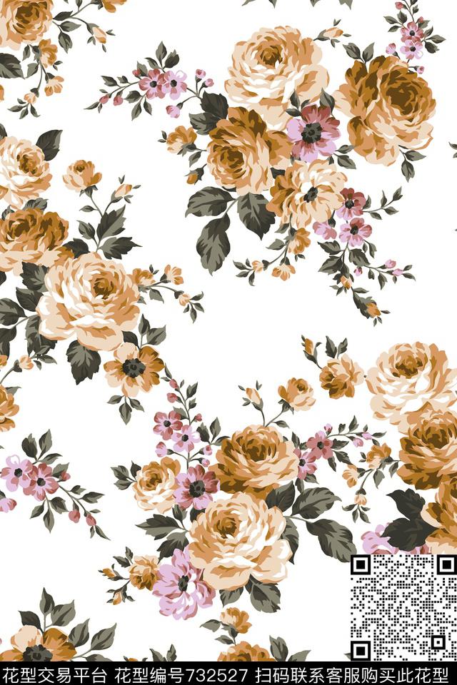 乱花花朵花卉数码印花华亿平台下载（图片编号: 732527） - 瓦栏（Walan）