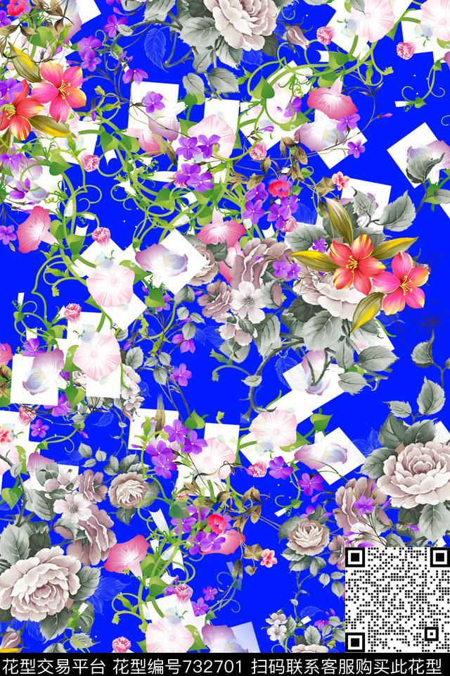 花卉数码印花华亿平台下载（图片编号: 732701） - 瓦栏（Walan）