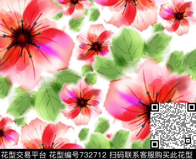 玉兰花乱花雏菊数码印花华亿平台下载（图片编号: 732712） - 瓦栏（Walan）