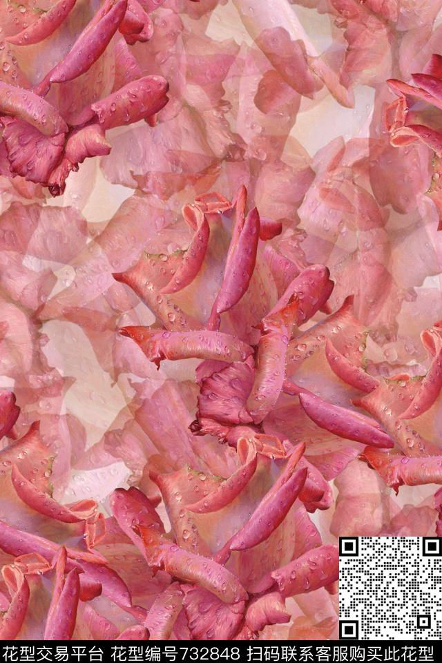 花瓣花朵花卉数码印花华亿平台下载（图片编号: 732848） - 瓦栏（Walan）