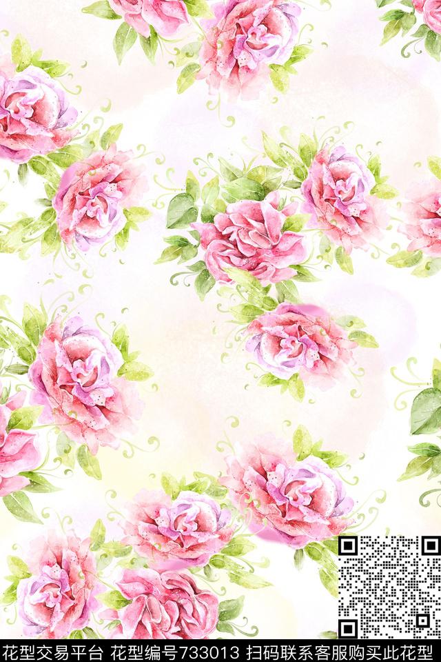 花卉小清新乱花数码印花华亿平台下载（图片编号: 733013） - 瓦栏（Walan）