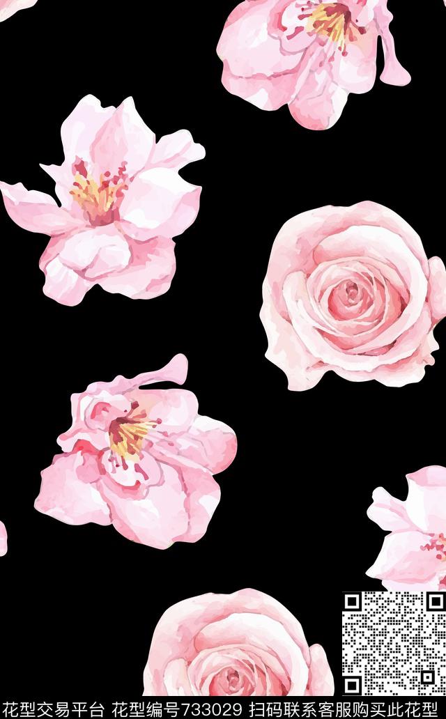 不定位丝巾女装家纺时尚花卉数码印花华亿平台下载（图片编号: 733029） - 瓦栏（Walan）