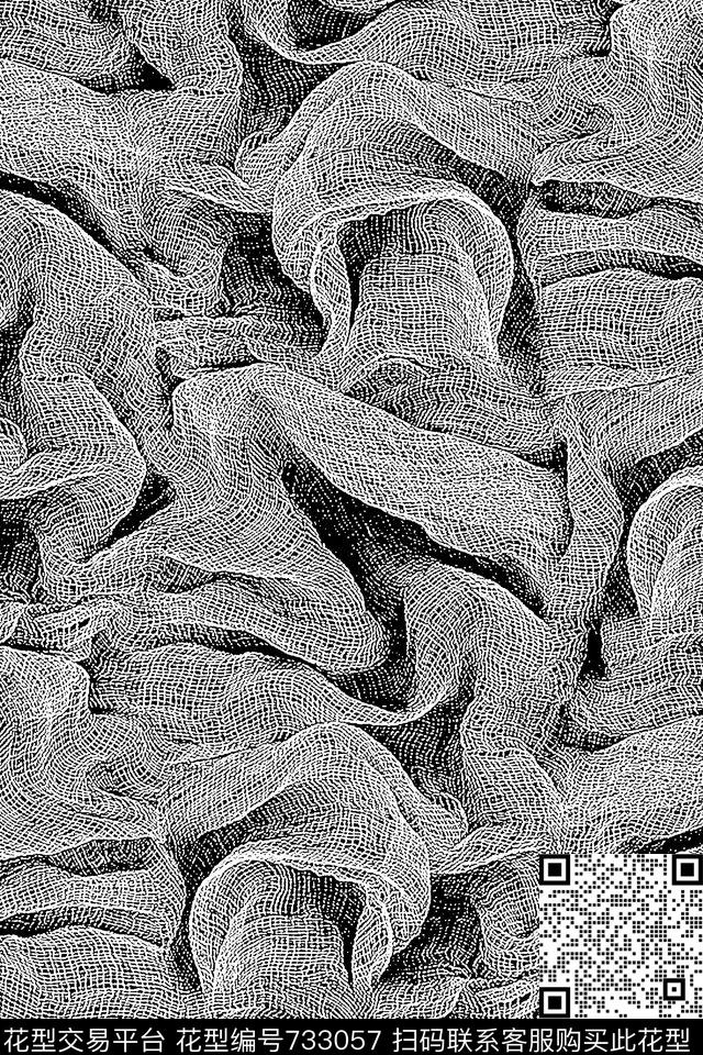 鱼网纹理肌理纹理男装羽绒服传统印花华亿平台下载（图片编号: 733057） - 瓦栏（Walan）