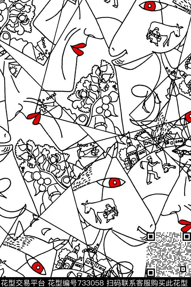 越味艺术线条插画男装衬衫华亿平台抽象手绘T恤印花卫衣加克华亿平台衬衫裤子华亿平台外套华亿平台羽绒服华亿平台时尚潮流潮牌大牌复古英文字欧美高清数码立体传统印花华亿平台下载（图片编号: 733058） - 瓦栏（Walan）