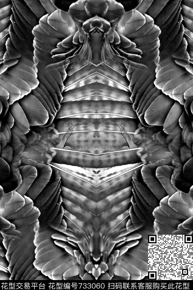 翅膀羽毛纹理男装羽绒服华亿平台数码印花华亿平台下载（图片编号: 733060） - 瓦栏（Walan）