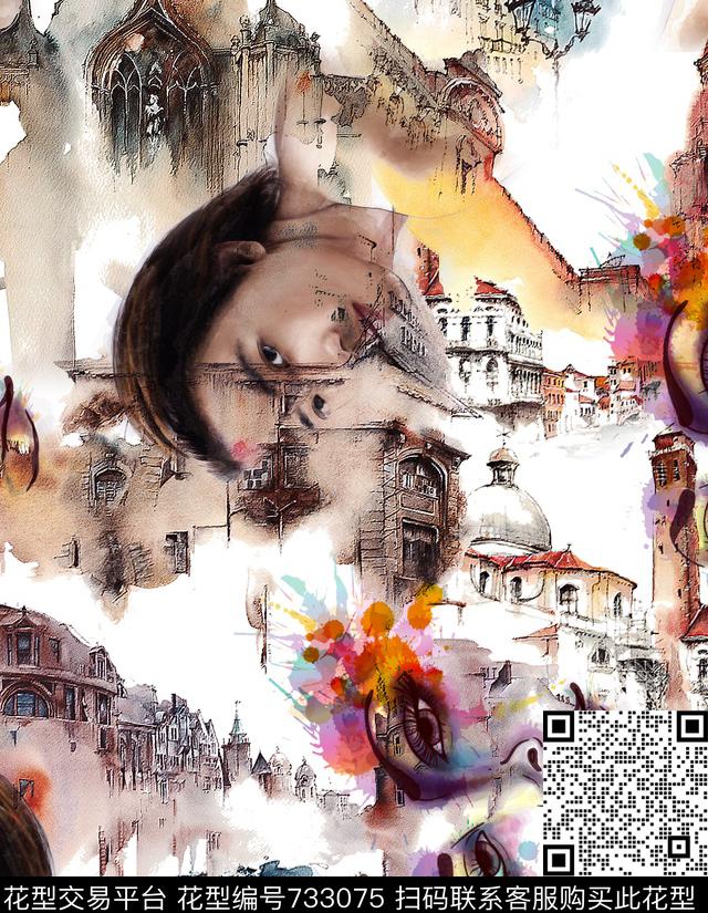 时尚大牌女装连衣裙时装流行纺织面料华亿平台欧式宫廷风数码印花华亿平台下载（图片编号: 733075） - 瓦栏（Walan）