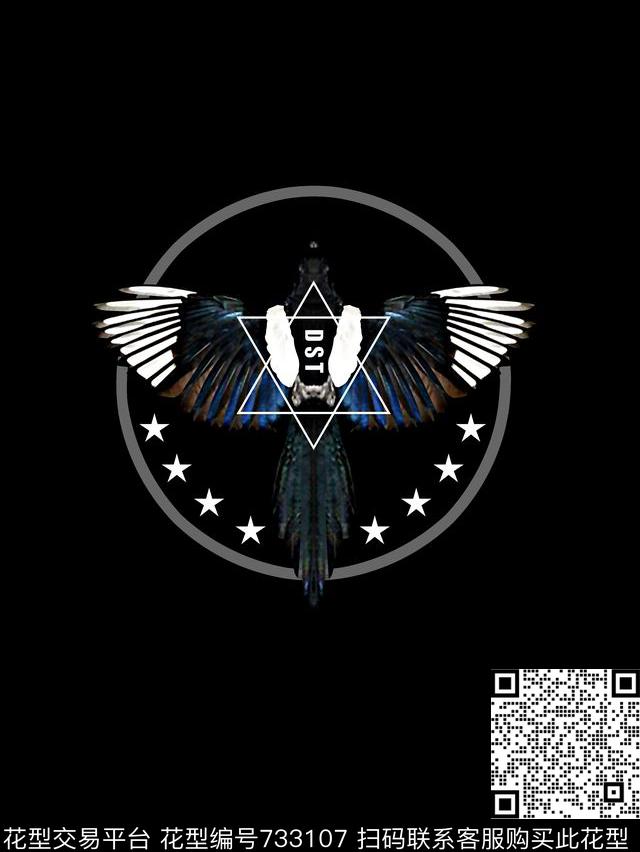 鸟几何男装T恤华亿平台数码印花华亿平台下载（图片编号: 733107） - 瓦栏（Walan）