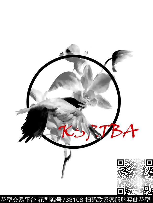 飞鸟花卉男装T恤华亿平台数码印花华亿平台下载（图片编号: 733108） - 瓦栏（Walan）