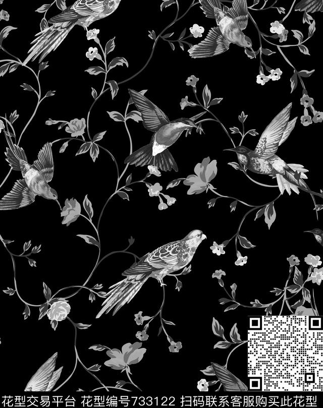 花朵花卉花鸟数码印花华亿平台下载（图片编号: 733122） - 瓦栏（Walan）