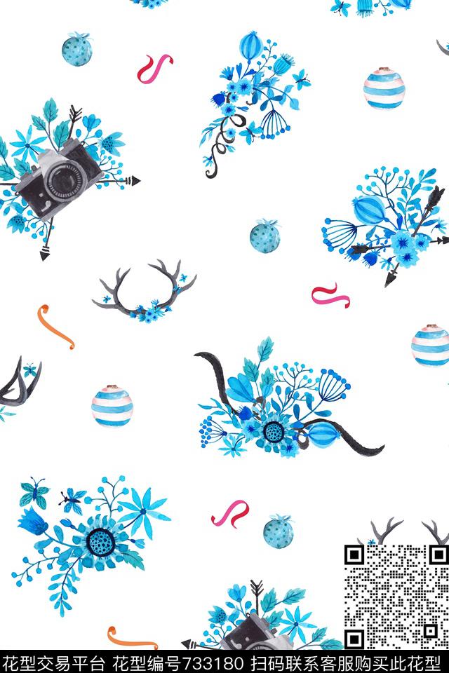 手绘花卉趣味小清新风格数码印花华亿平台下载（图片编号: 733180） - 瓦栏（Walan）