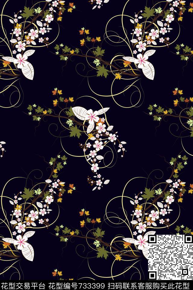 碎花白花清爽传统印花华亿平台下载（图片编号: 733399） - 瓦栏（Walan）