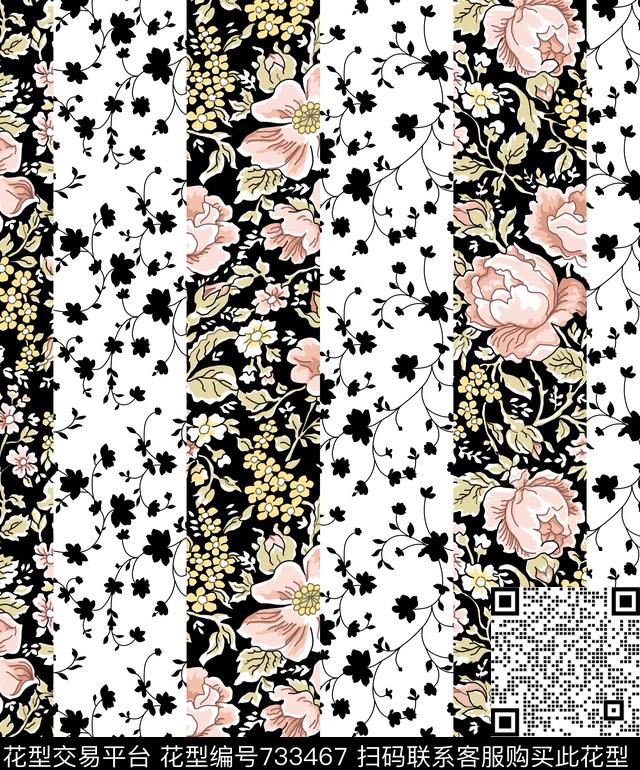 藤蔓碎花线条数码印花华亿平台下载（图片编号: 733467） - 瓦栏（Walan）