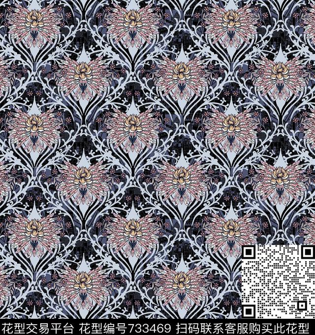 民族纹样欧式纹样羽毛传统印花华亿平台下载（图片编号: 733469） - 瓦栏（Walan）