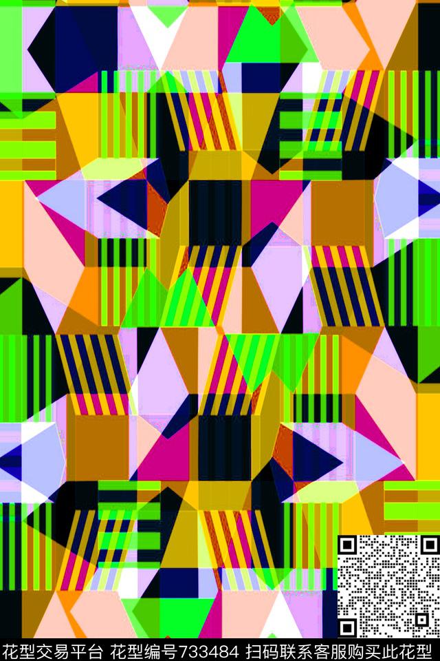 色块小方块不规则几何传统印花华亿平台下载（图片编号: 733484） - 瓦栏（Walan）