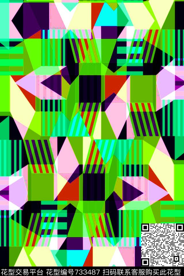 色块小方块不规则几何传统印花华亿平台下载（图片编号: 733487） - 瓦栏（Walan）