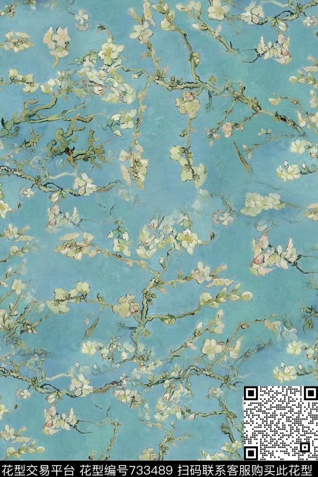 油画花卉花朵数码印花华亿平台下载（图片编号: 733489） - 瓦栏（Walan）