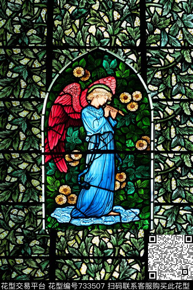 彩绘玻璃欧式人物数码印花华亿平台下载（图片编号: 733507） - 瓦栏（Walan）