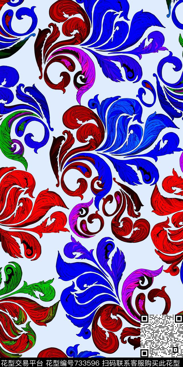 花卉复古传统传统印花华亿平台下载（图片编号: 733596） - 瓦栏（Walan）