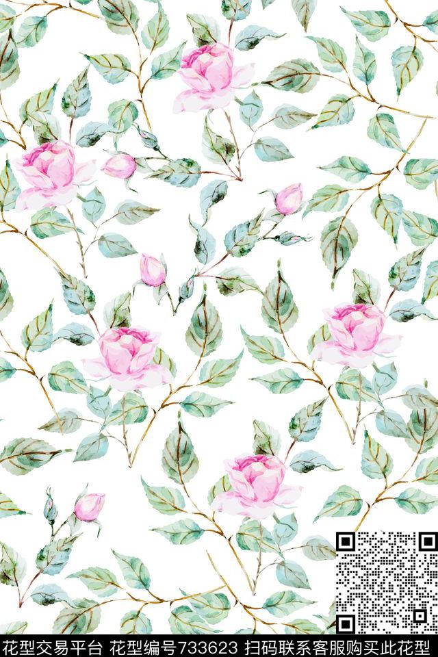 雏菊荷花花朵数码印花华亿平台下载（图片编号: 733623） - 瓦栏（Walan）