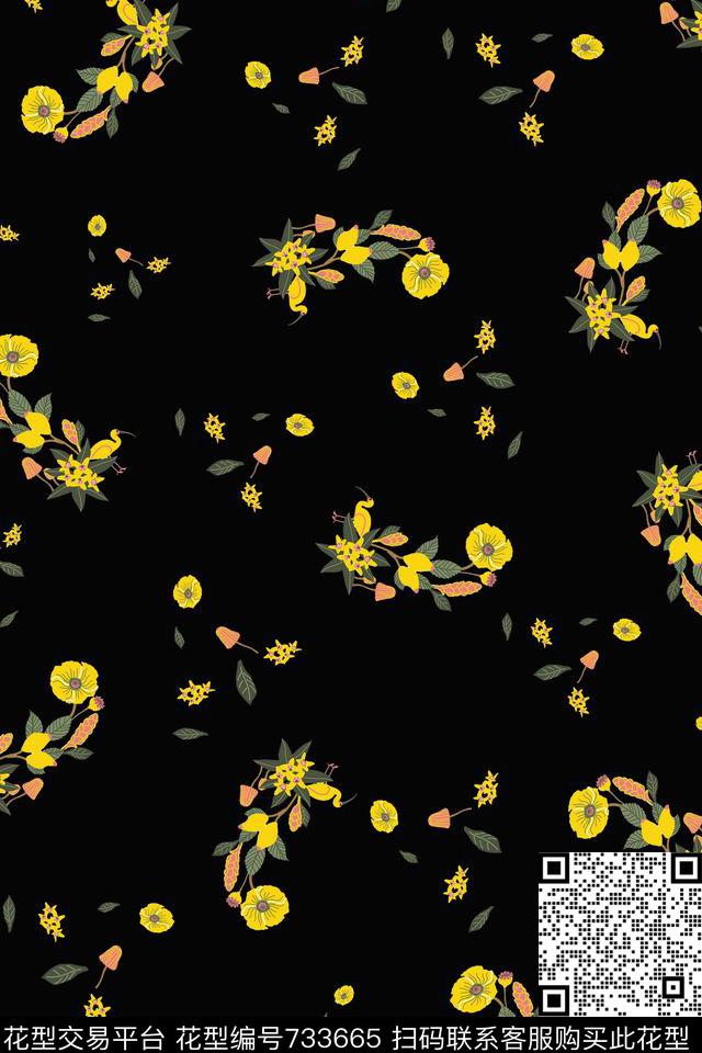 花卉数码印花华亿平台下载（图片编号: 733665） - 瓦栏（Walan）