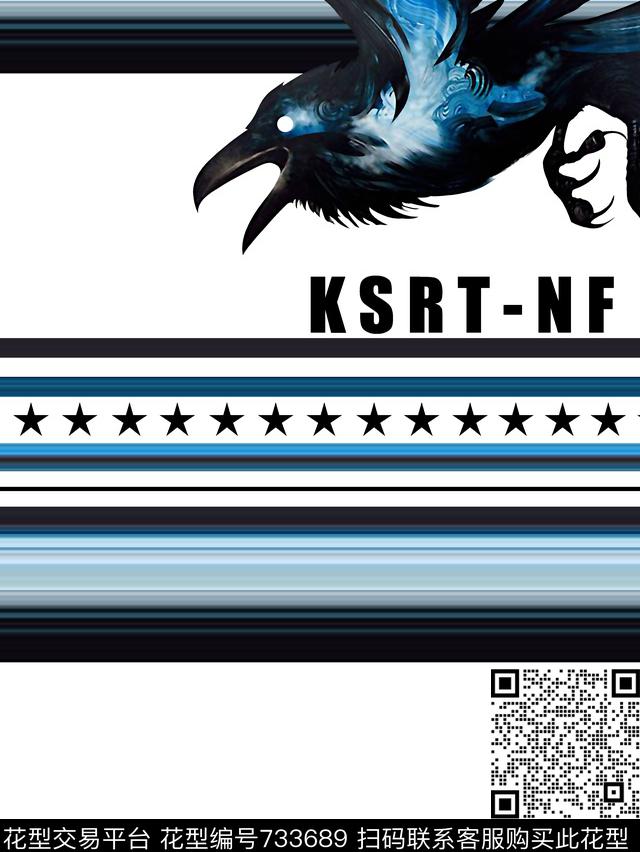 飞鸟条纹男装T恤华亿平台数码印花华亿平台下载（图片编号: 733689） - 瓦栏（Walan）