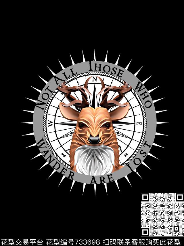 鹿几何男装T恤华亿平台数码印花华亿平台下载（图片编号: 733698） - 瓦栏（Walan）