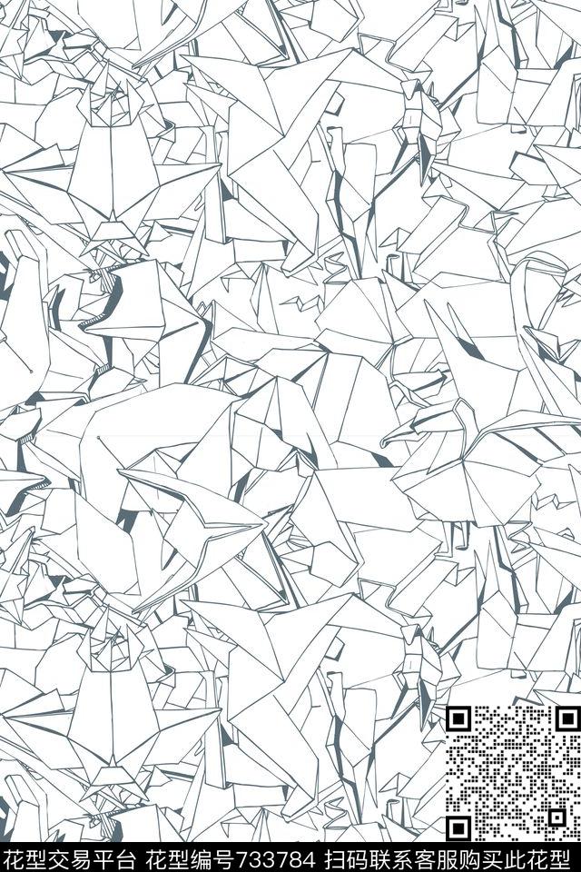 趣味几何折纸传统印花华亿平台下载（图片编号: 733784） - 瓦栏（Walan）
