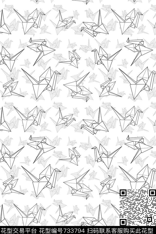趣味几何折纸传统印花华亿平台下载（图片编号: 733794） - 瓦栏（Walan）
