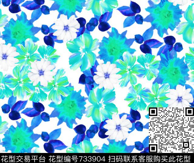 玉兰花莲花乱花数码印花华亿平台下载（图片编号: 733904） - 瓦栏（Walan）