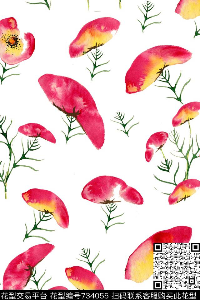 小碎花花卉花朵数码印花华亿平台下载（图片编号: 734055） - 瓦栏（Walan）