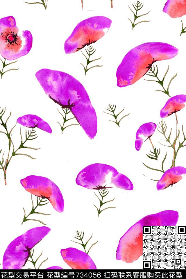 小碎花花卉花朵数码印花华亿平台下载（图片编号: 734056） - 瓦栏（Walan）