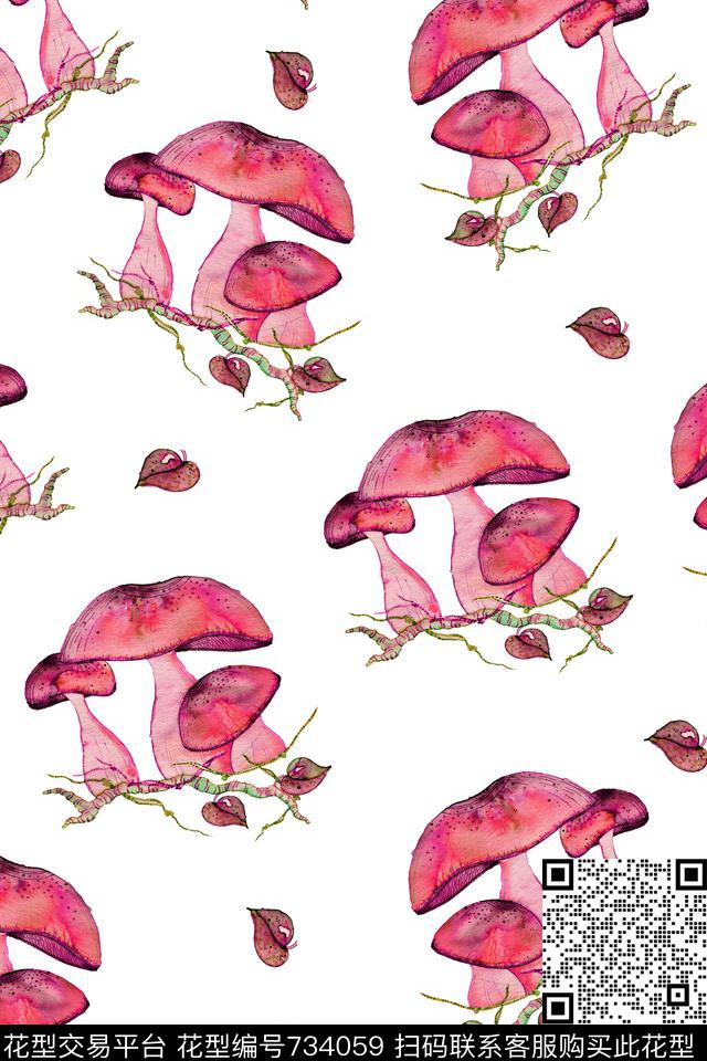 大花蘑菇数码印花华亿平台下载（图片编号: 734059） - 瓦栏（Walan）
