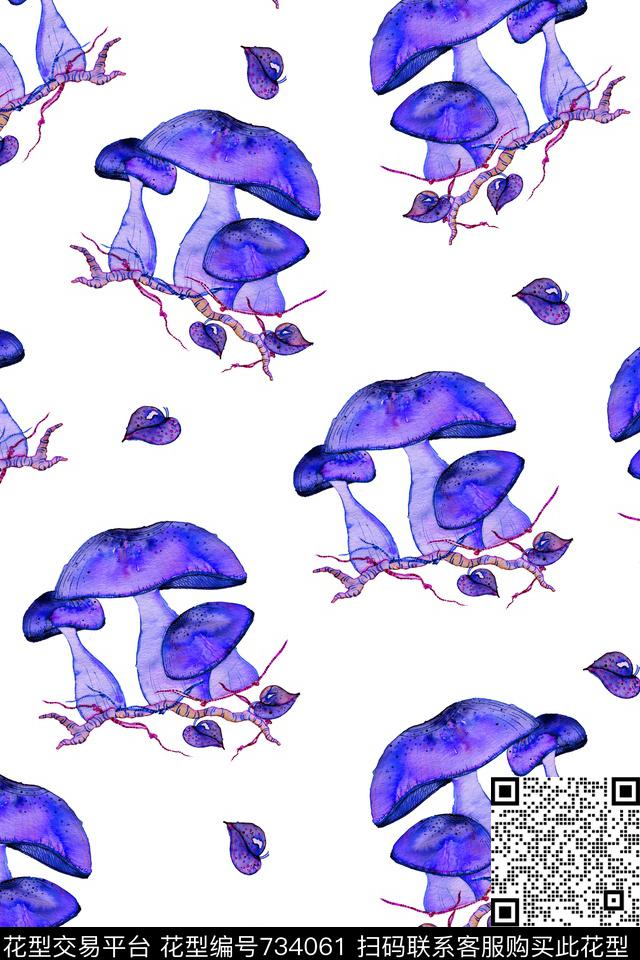 大花蘑菇数码印花华亿平台下载（图片编号: 734061） - 瓦栏（Walan）