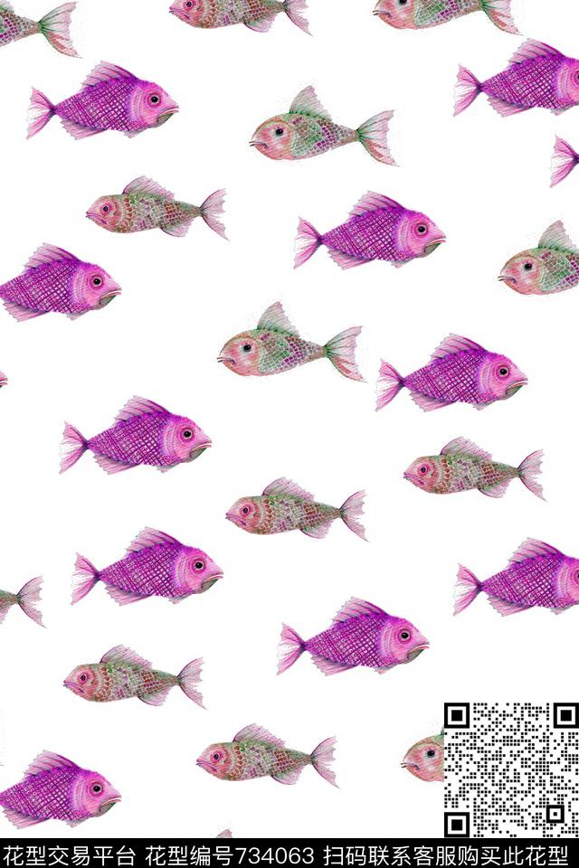 动物纹鱼数码印花华亿平台下载（图片编号: 734063） - 瓦栏（Walan）