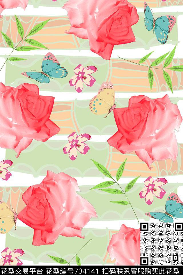 花卉数码印花华亿平台下载（图片编号: 734141） - 瓦栏（Walan）