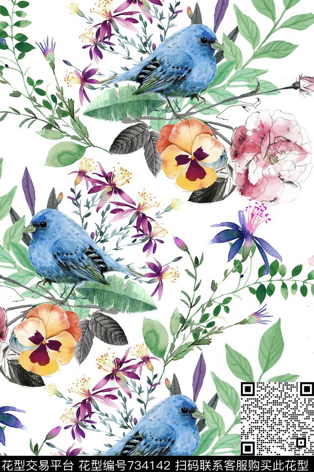 花卉数码印花华亿平台下载（图片编号: 734142） - 瓦栏（Walan）