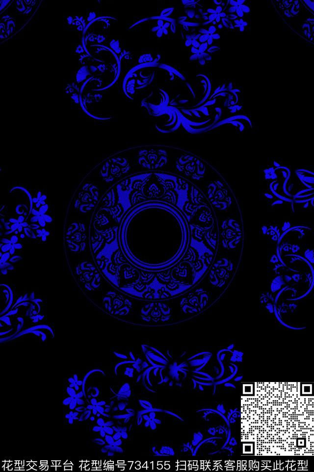 图腾宫廷风瓷器数码印花华亿平台下载（图片编号: 734155） - 瓦栏（Walan）