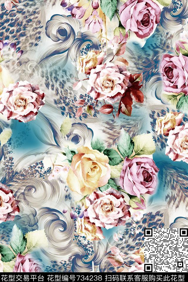 青舞-花卉青舞-女装17-秋冬数码印花华亿平台下载（图片编号: 734238） - 瓦栏（Walan）
