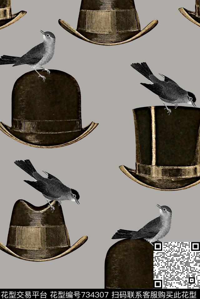 复古帽子鸟男装夹克华亿平台数码印花华亿平台下载（图片编号: 734307） - 瓦栏（Walan）