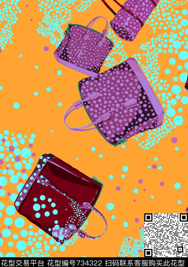 格子抽象花卉数码印花华亿平台下载（图片编号: 734322） - 瓦栏（Walan）