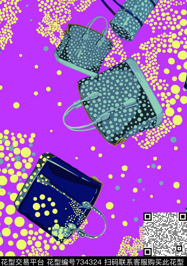 格子抽象花卉数码印花华亿平台下载（图片编号: 734324） - 瓦栏（Walan）